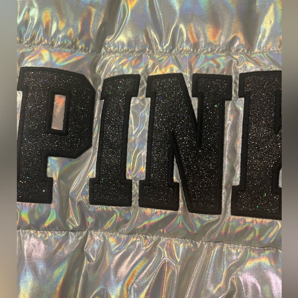 Limited release PINK Victoria’s Secret holographic puffer jacket sz S - Picture 5 of 11